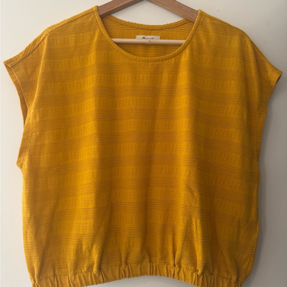 Madewell Yellow Cap Sleeve Boxy Blouse